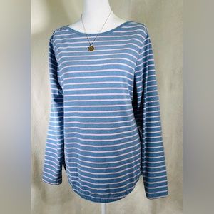 FatFace UK Ladies’ Light Pink and Blue Striped T-Shirt- Cotton Blend Size 10